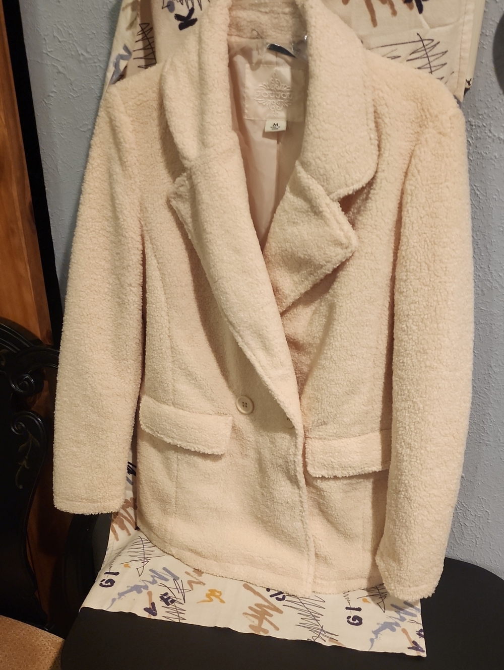 Jou Jou Soft Cream Teddy Faux-Sherpa Coat